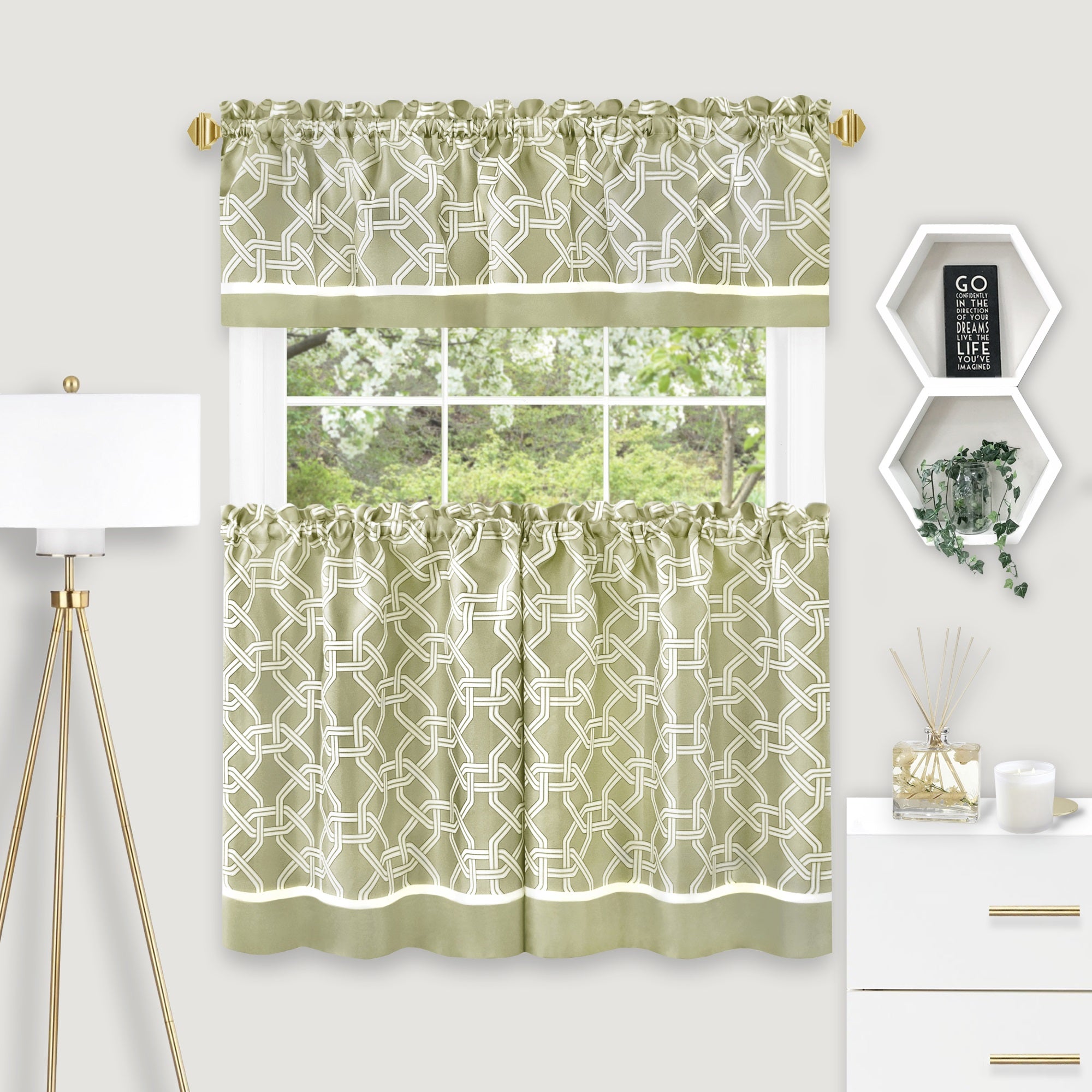 Arlington Curtain Tier and Valance Set - 58x24/58x13 - Green