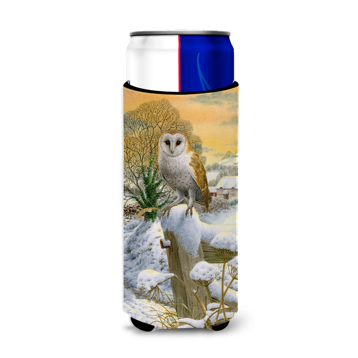 Caroline'S Treasures Sunset Barn Owl Michelob Ultra Koozies For Slim Cans, Multicolor