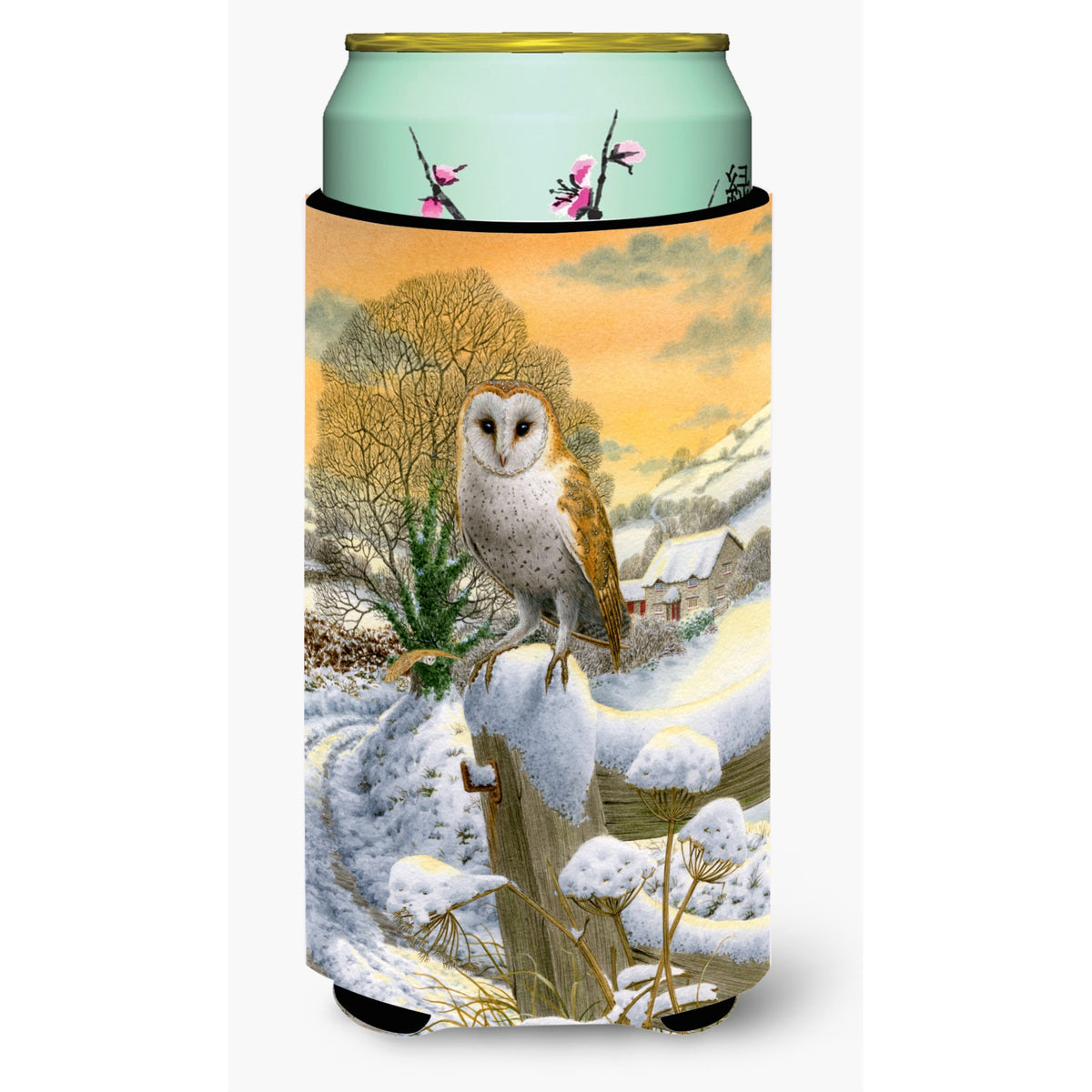 Caroline'S Treasures Sunset Barn Owl Tall Boy Koozie Hugger, Multicolor