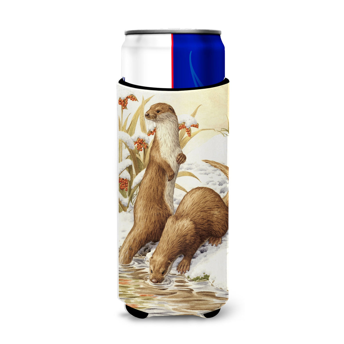 Caroline'S Treasures Otters And Gladon Irises Michelob Ultra Koozies For Slim Cans, Multicolor