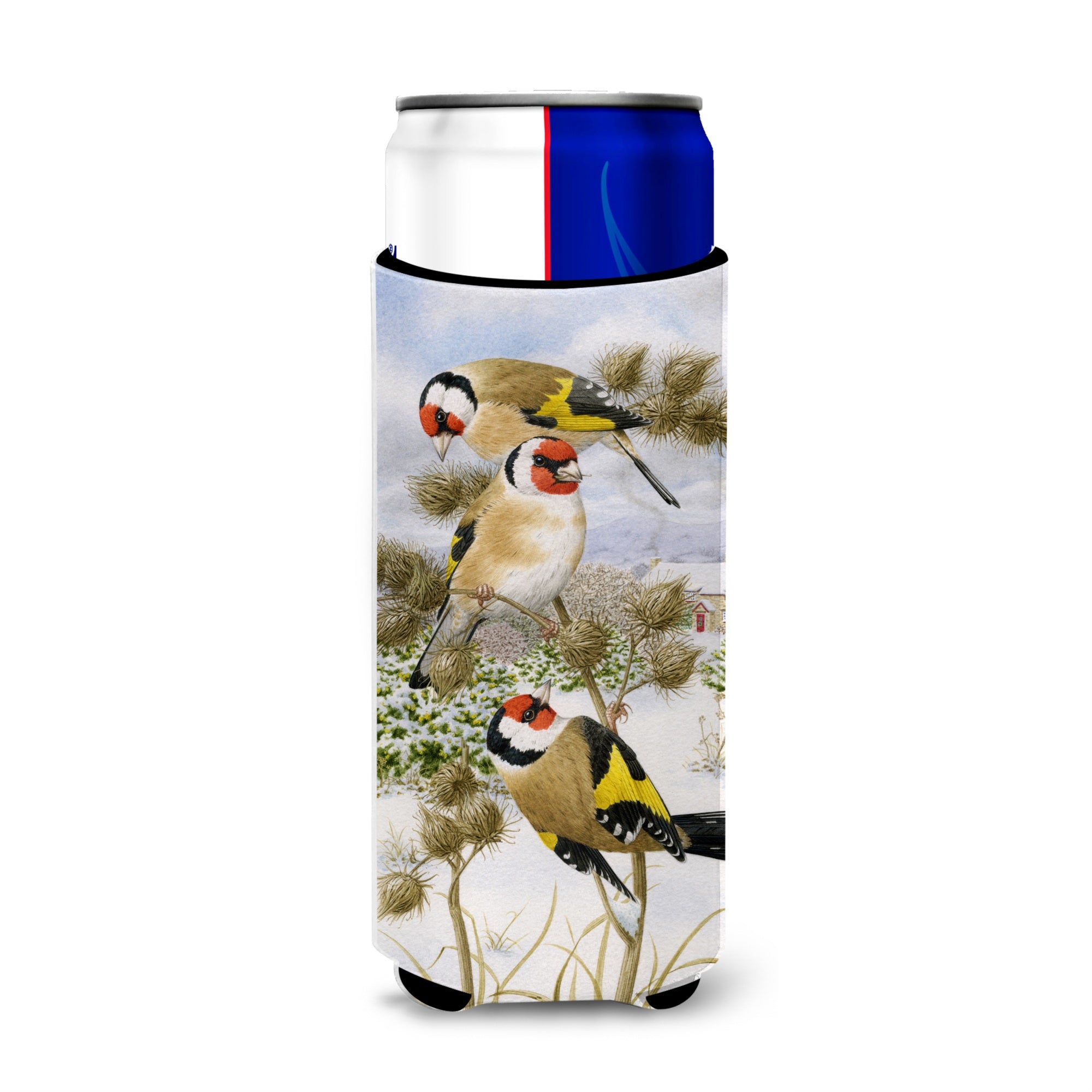 Caroline'S Treasures Asa2007Muk European Goldfinch Michelob Ultra Koozies For Slim Cans, Multicolor