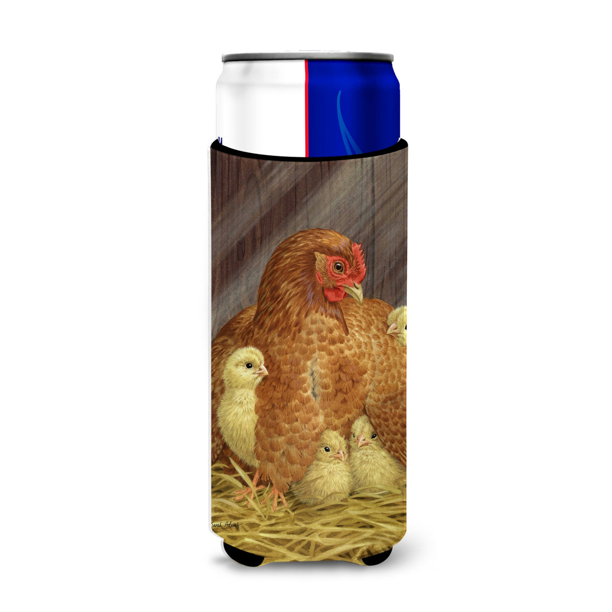 Caroline'S Treasures My Little Chickadees With Hen Chicken Michelob Ultra Koozies For Slim Cans, Multicolor