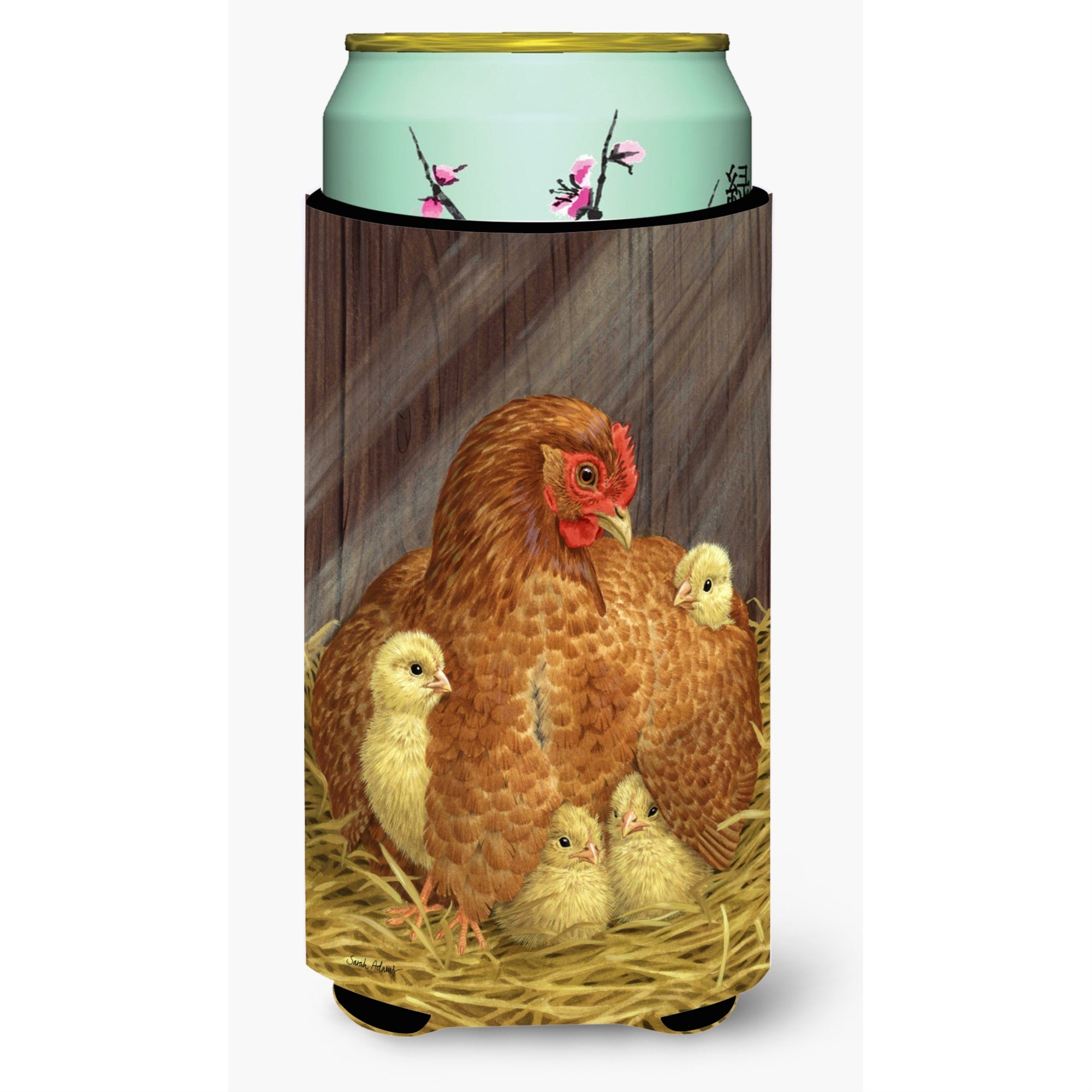 Caroline'S Treasures My Little Chickadees With Hen Chicken Tall Boy Koozie Hugger, Multicolor