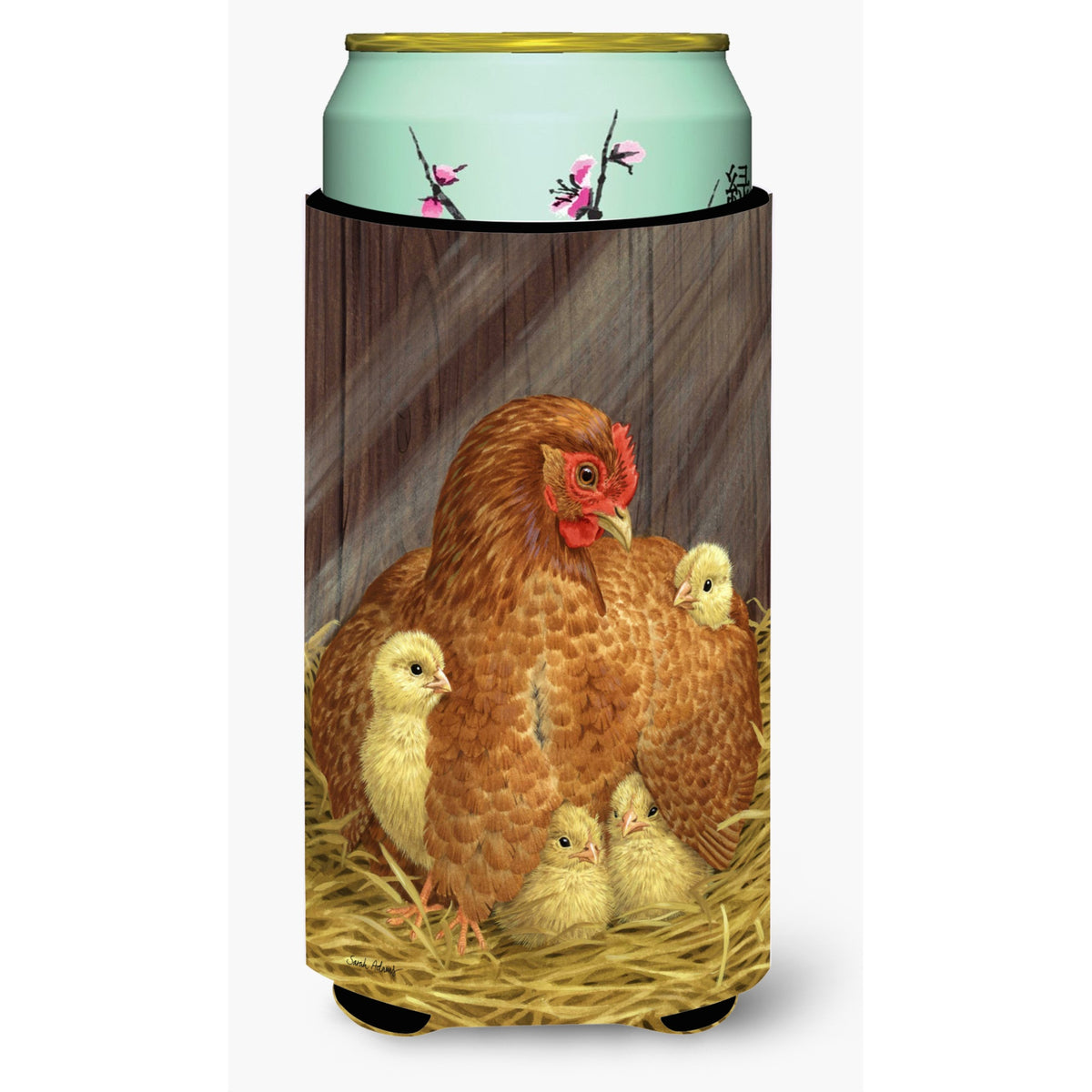 Caroline'S Treasures My Little Chickadees With Hen Chicken Tall Boy Koozie Hugger, Multicolor