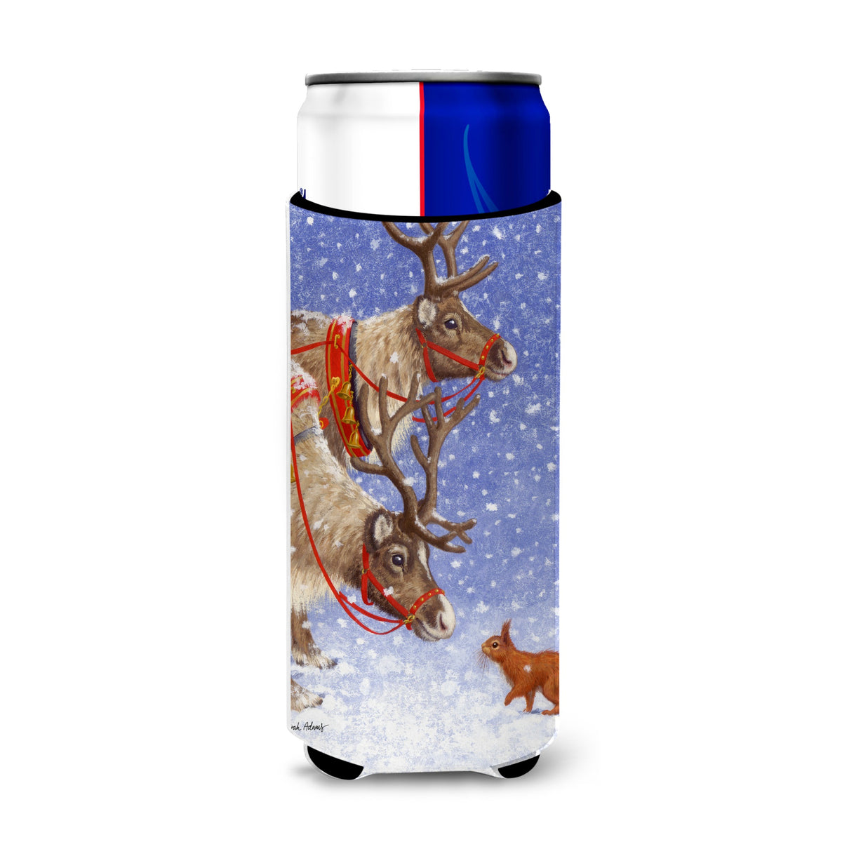 Caroline'S Treasures Reindeers And Squirrel Michelob Ultra Koozies For Slim Cans, Multicolor