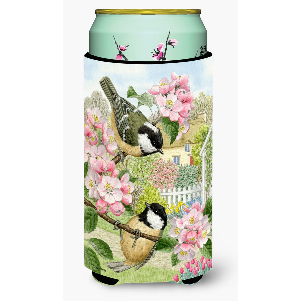Caroline'S Treasures Asa2017Tbc Coal Tits Tall Boy Koozie Hugger, Multicolor