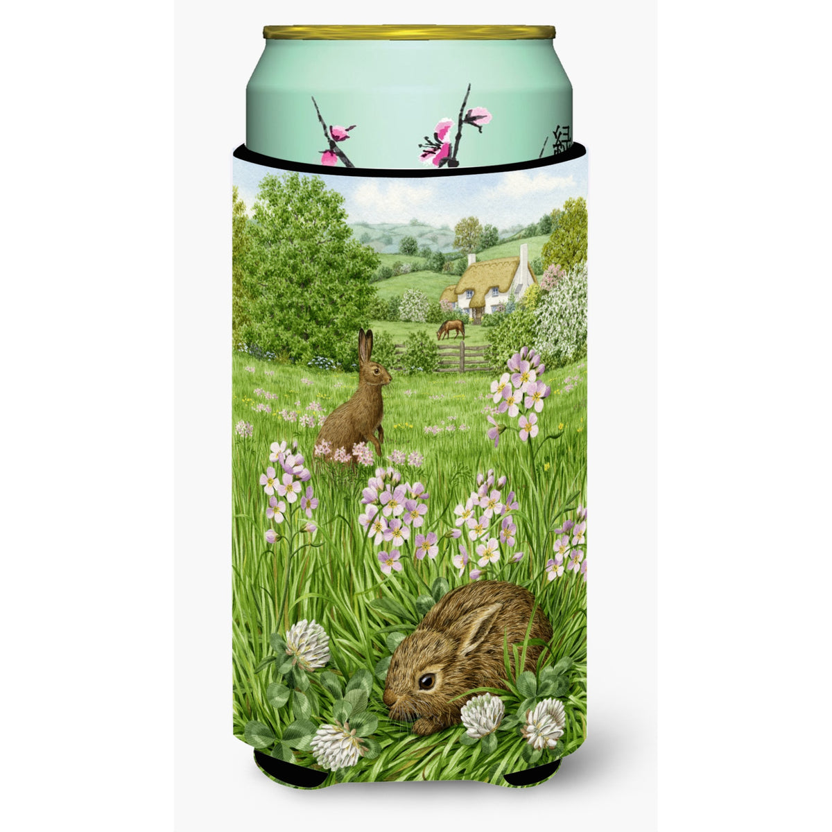 Caroline'S Treasures Leveret And Momma Rabbit Tall Boy Koozie Hugger, Multicolor