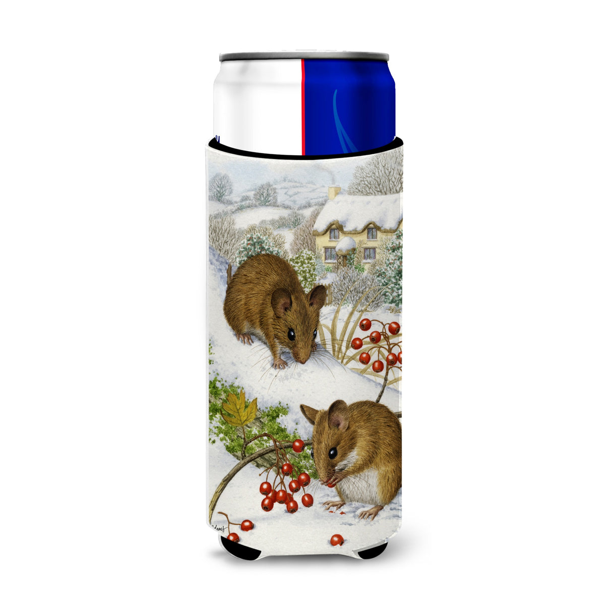 Caroline'S Treasures Wood Mice And Berries Michelob Ultra Koozies For Slim Cans, Multicolor