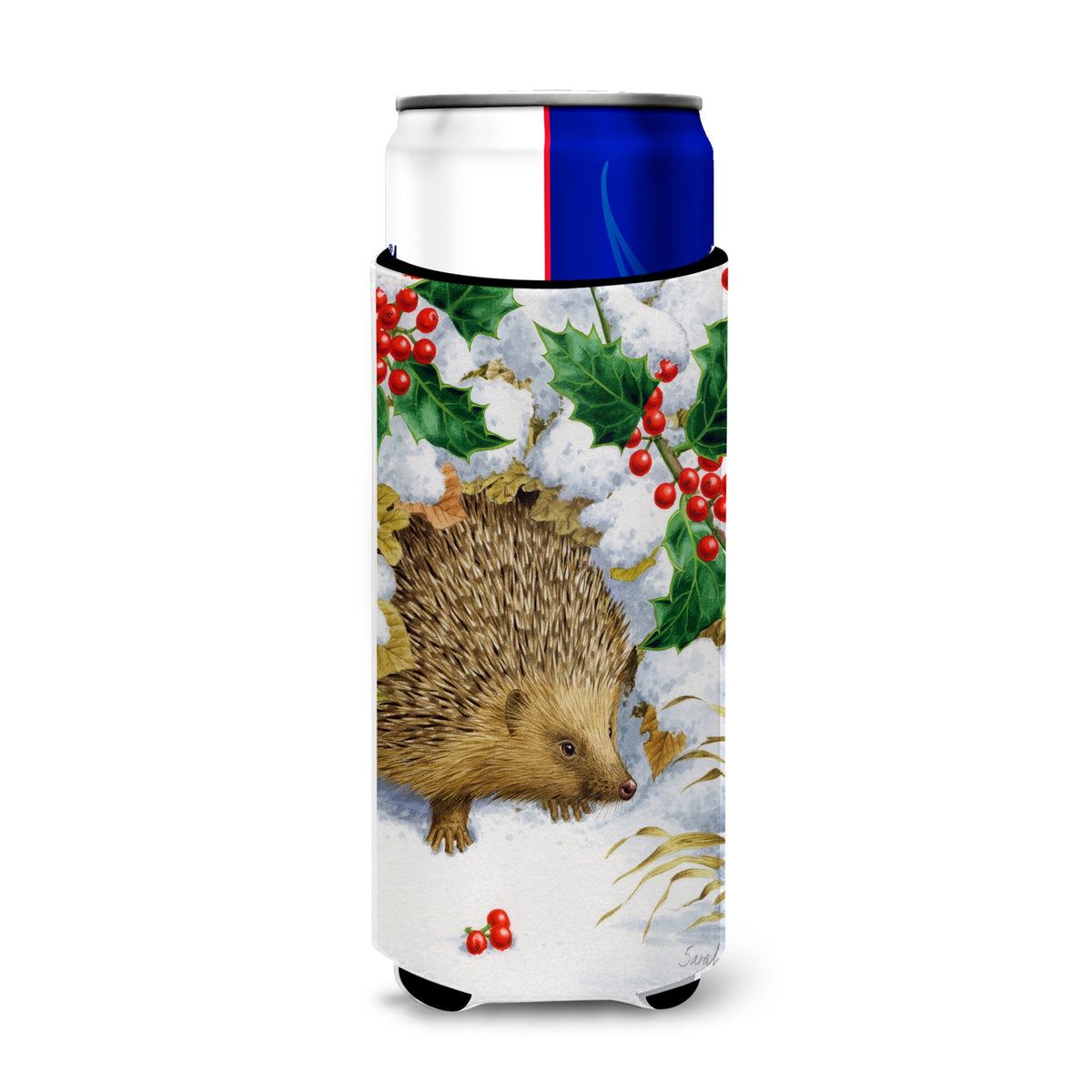 Caroline'S Treasures Hedgehog And Holly Michelob Ultra Koozies For Slim Cans, Multicolor
