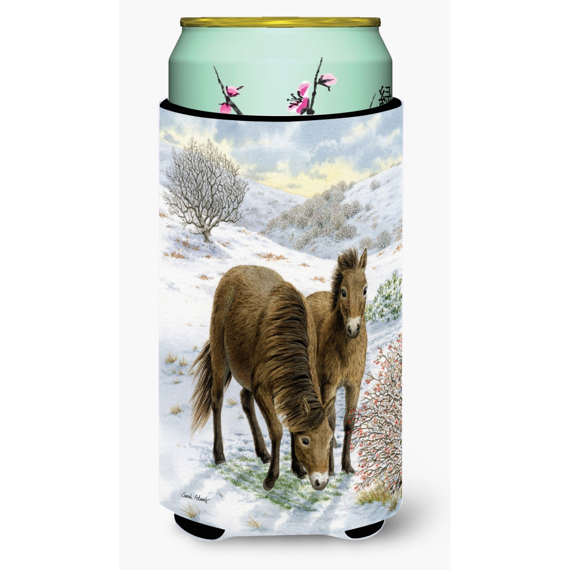 Caroline'S Treasures Exmoor Ponies Horse Tall Boy Koozie Hugger, Multicolor