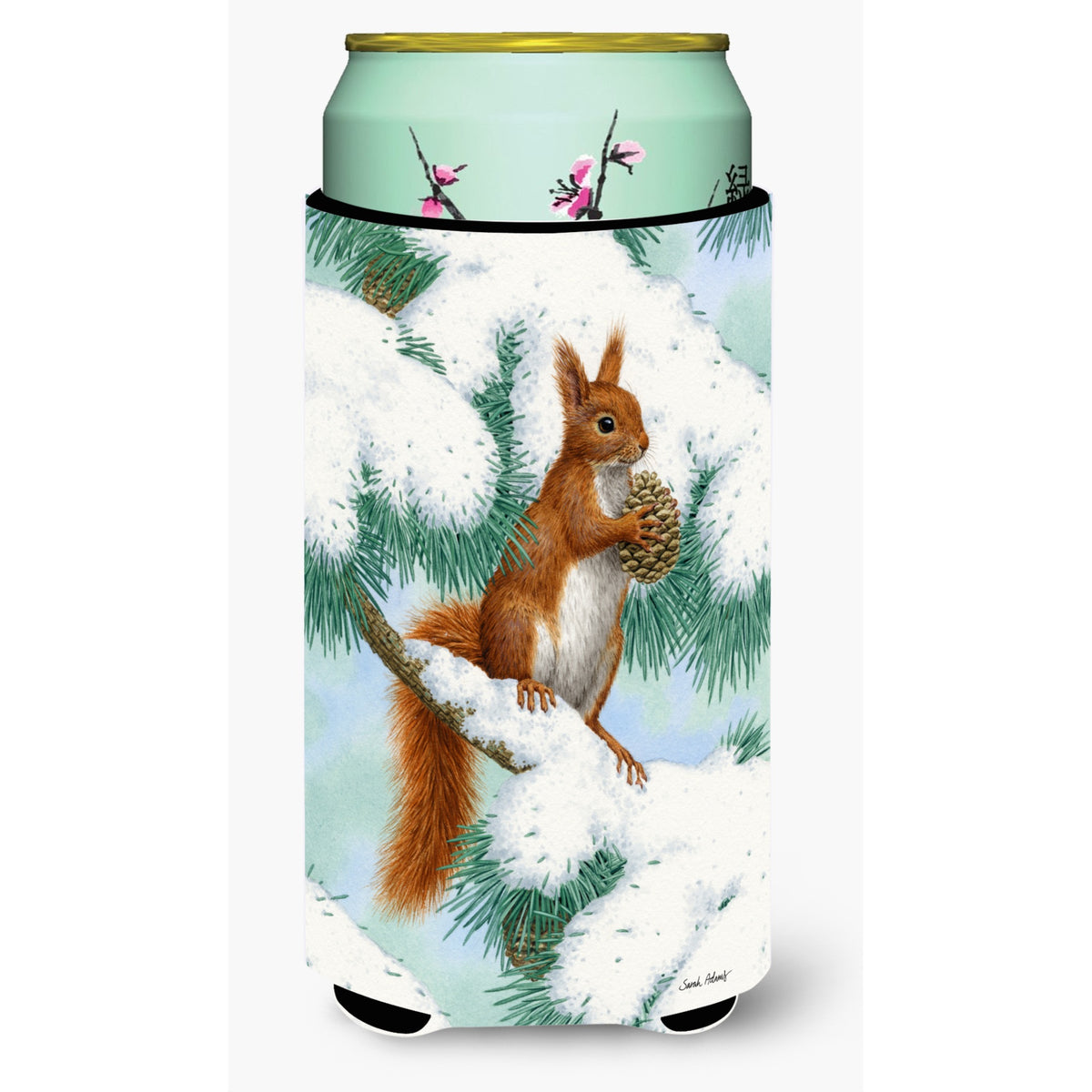 Caroline'S Treasures Red Squirrel With Pine Cone Tall Boy Koozie Hugger, Multicolor