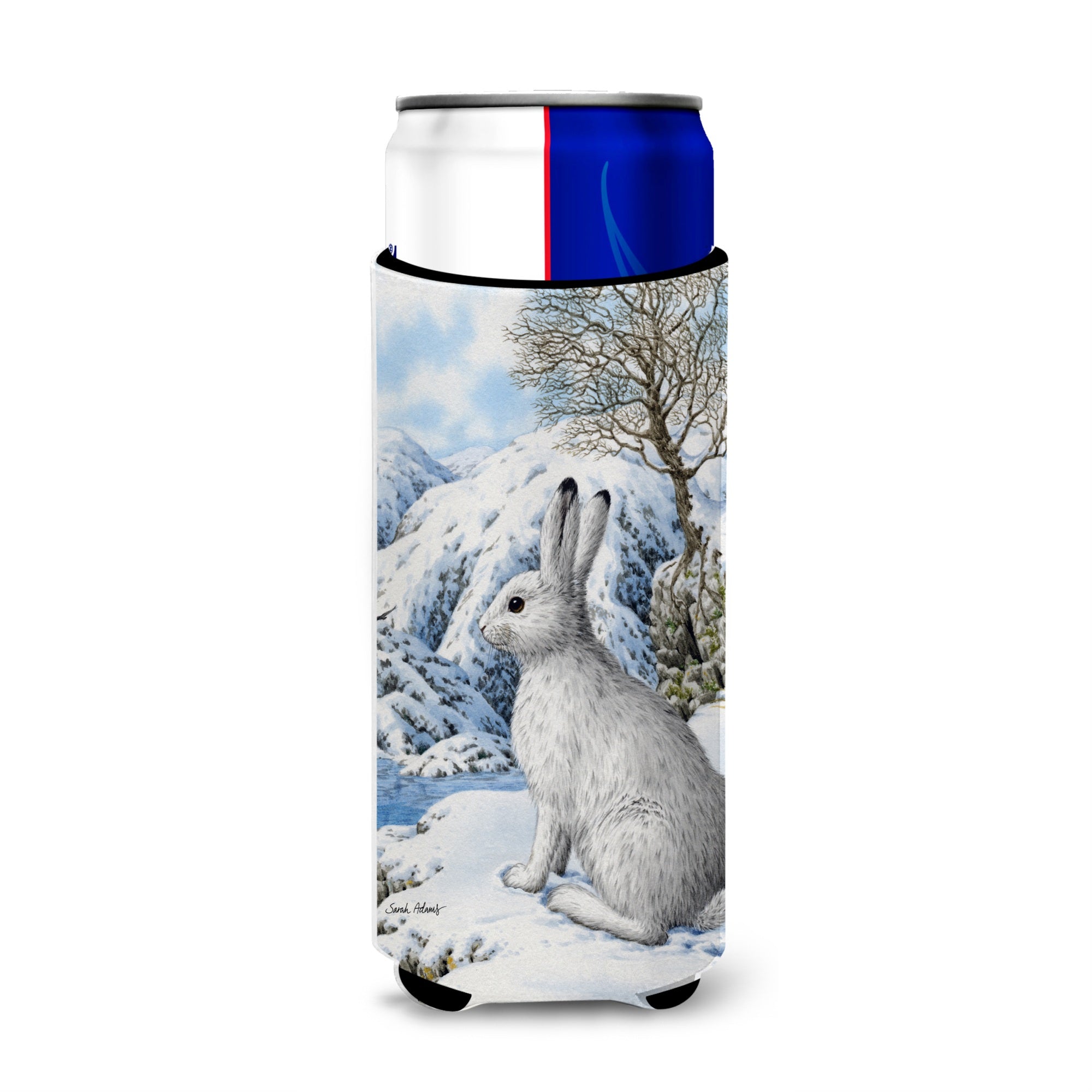 Caroline'S Treasures Mountain Hare White Rabbit Michelob Ultra Koozies For Slim Cans, Multicolor