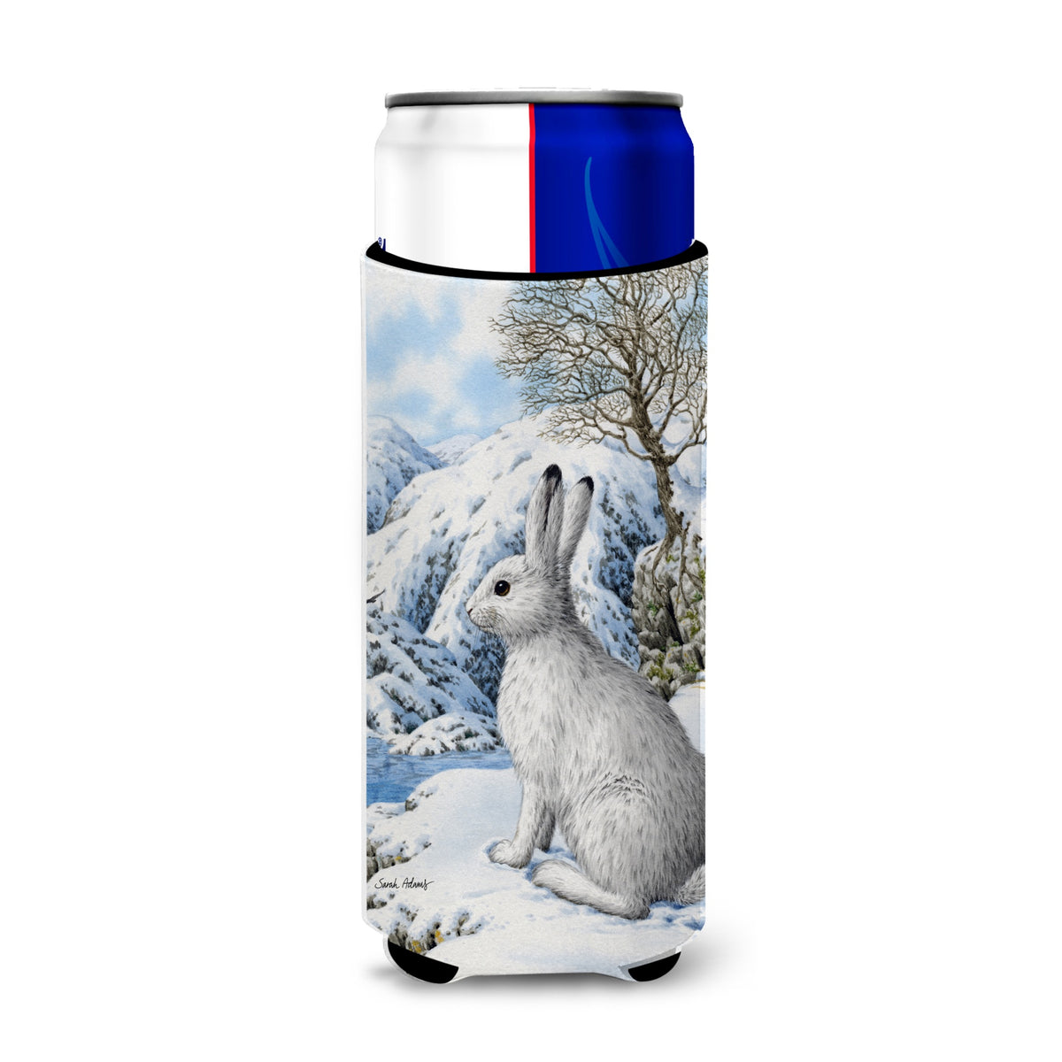 Caroline'S Treasures Mountain Hare White Rabbit Michelob Ultra Koozies For Slim Cans, Multicolor