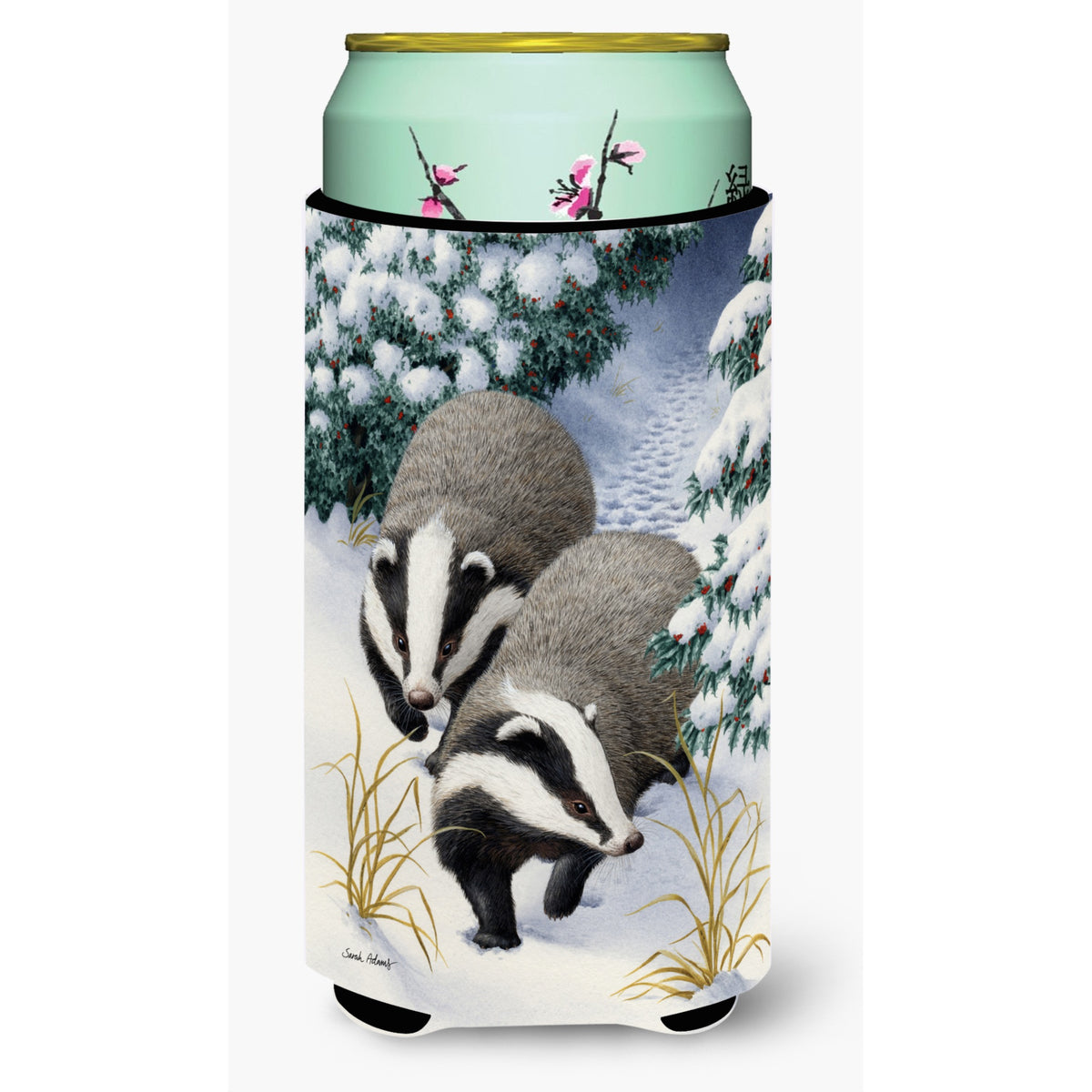 Caroline'S Treasures Badgers On The Move Tall Boy Koozie Hugger, Multicolor