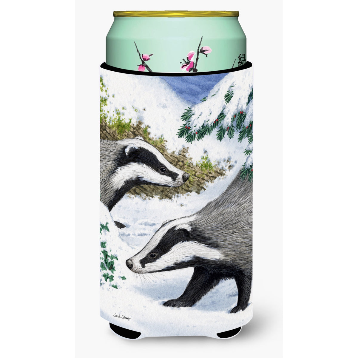 Caroline'S Treasures Badgers Look Here Tall Boy Koozie Hugger, Multicolor