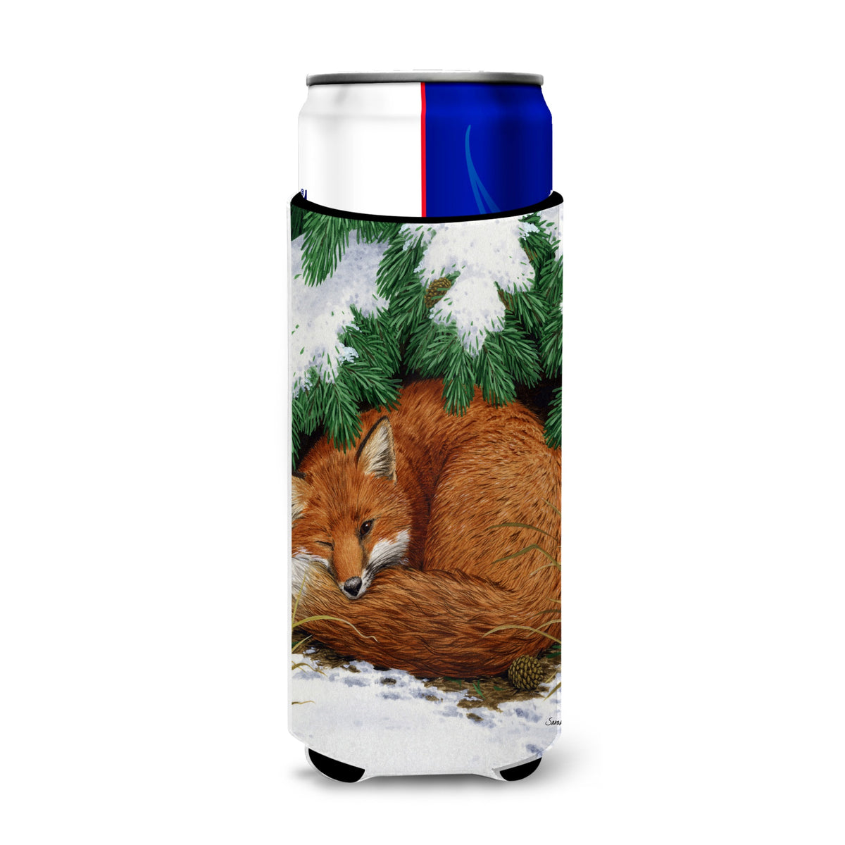 Caroline'S Treasures Fox Nap Time Michelob Ultra Koozies For Slim Cans, Multicolor