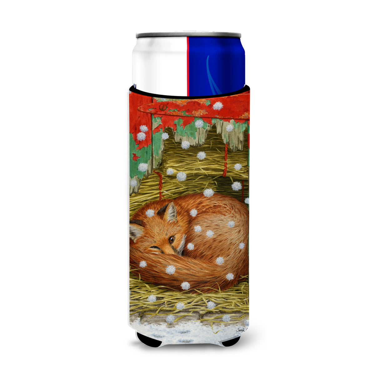 Caroline'S Treasures Fox Sleeping In The Snow Michelob Ultra Koozies For Slim Cans, Multicolor