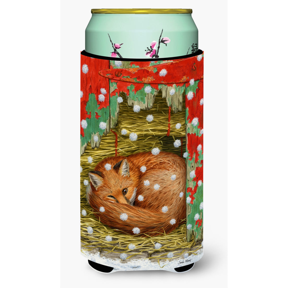Caroline'S Treasures Fox Sleeping In The Snow Tall Boy Koozie Hugger, Multicolor
