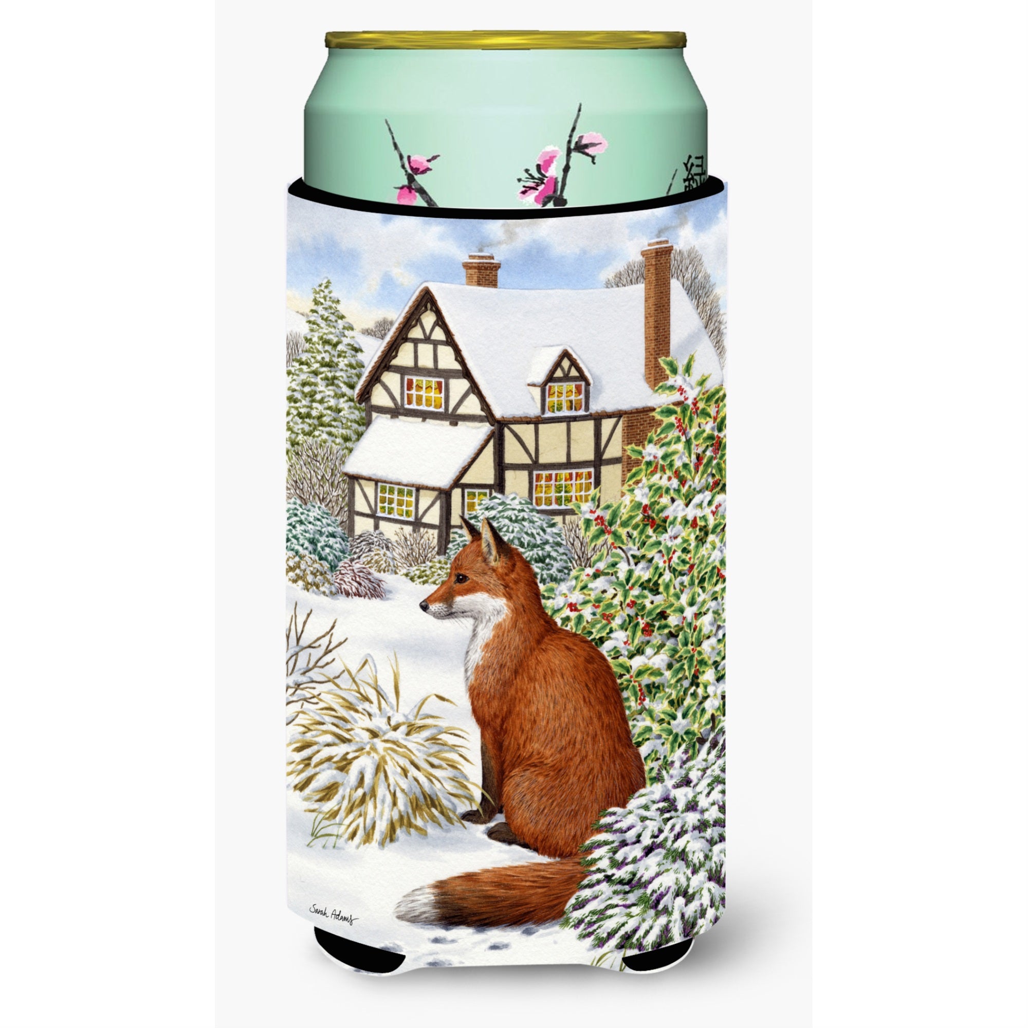 Caroline'S Treasures Fox By The Cottage Tall Boy Koozie Hugger, Multicolor