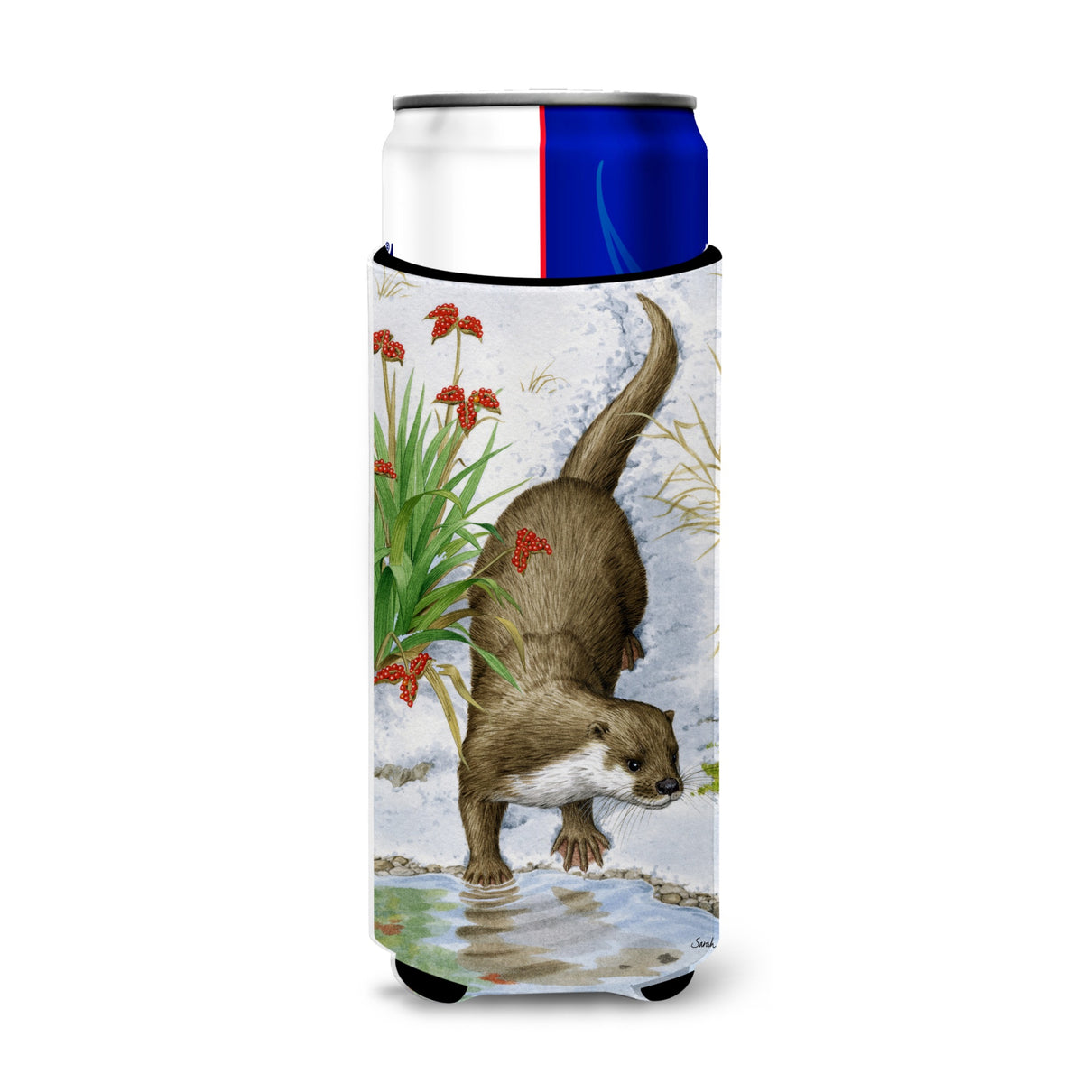 Caroline'S Treasures Otter By The Water Michelob Ultra Koozies For Slim Cans, Multicolor