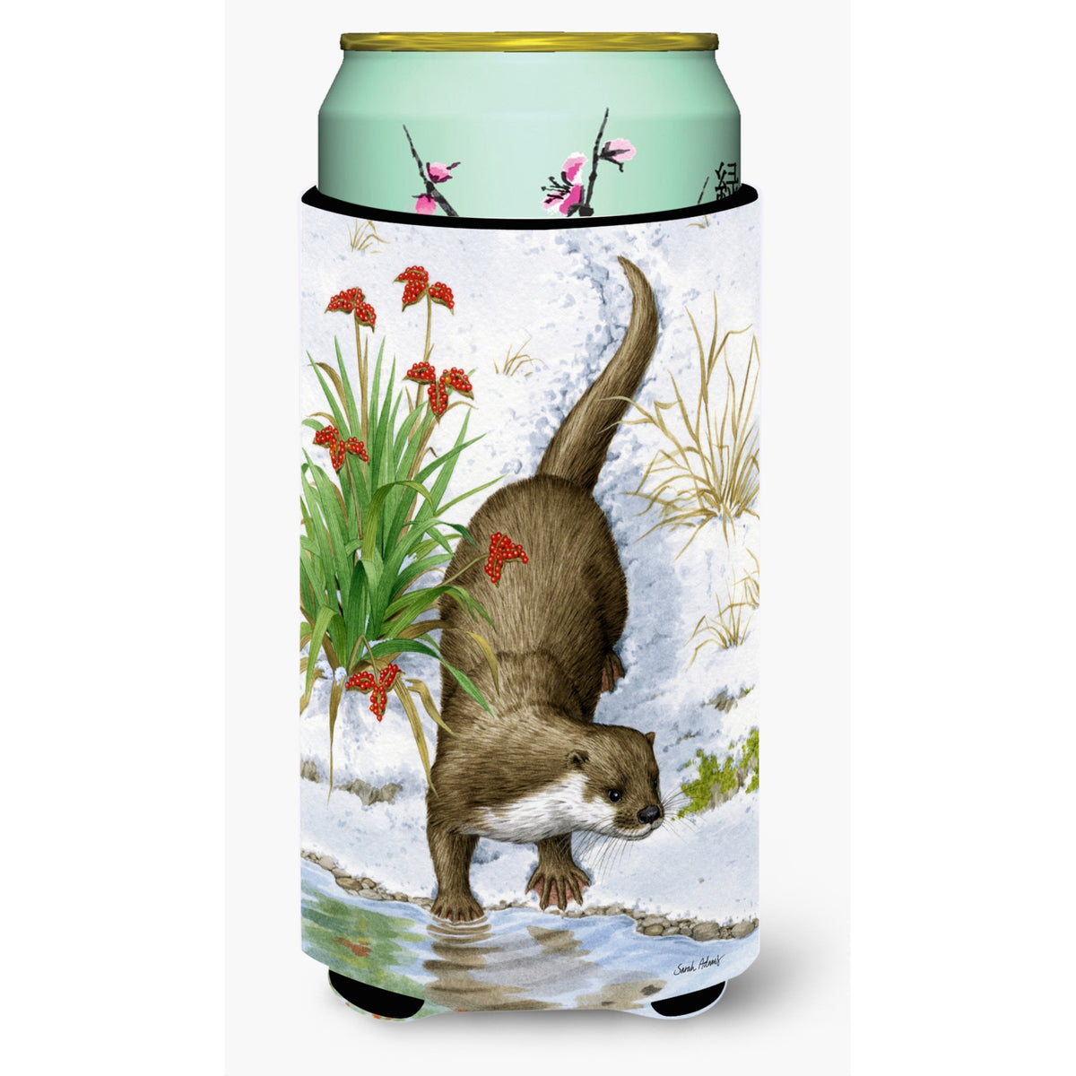 Caroline'S Treasures Otter By The Water Tall Boy Koozie Hugger, Multicolor