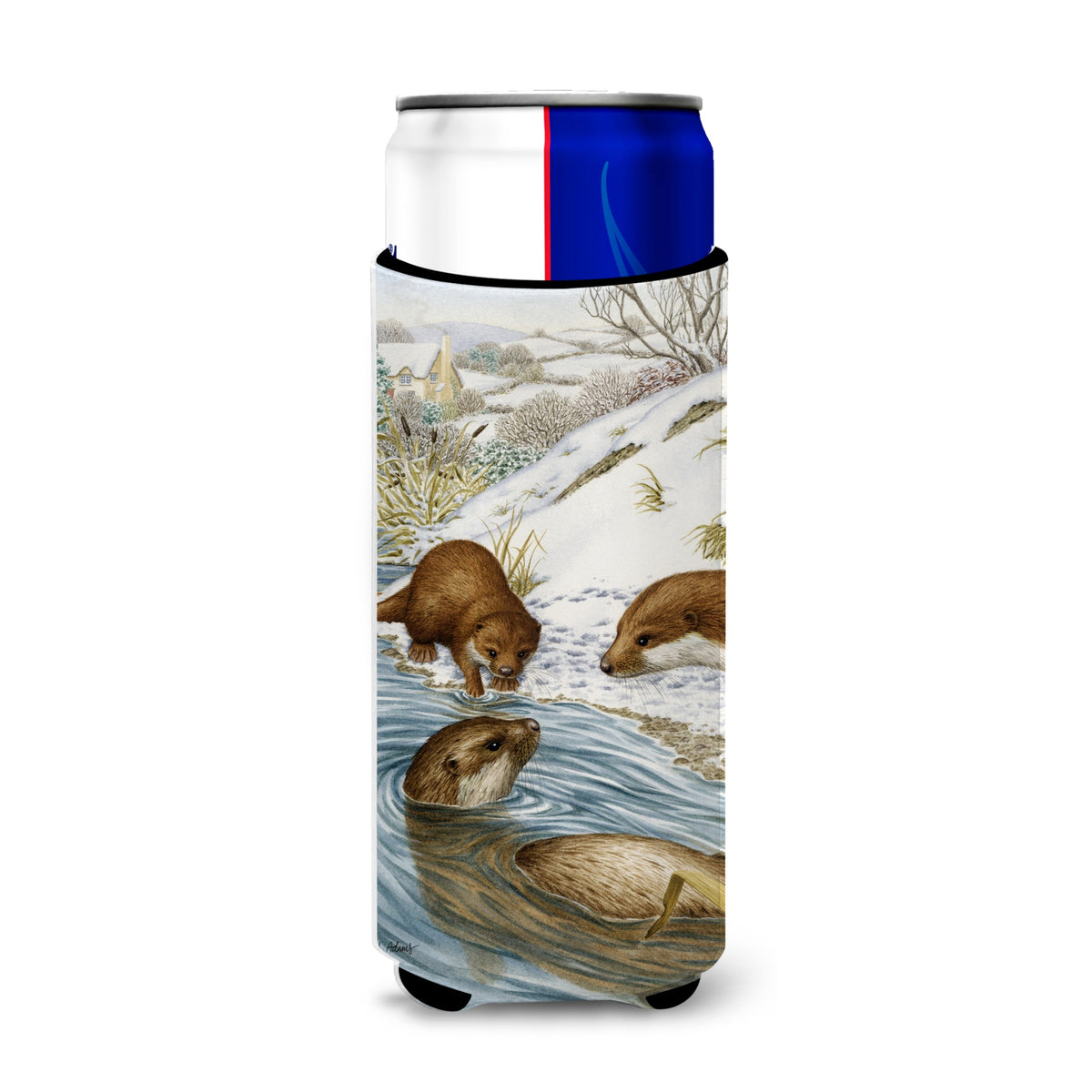 Caroline'S Treasures Otter At Play Michelob Ultra Koozies For Slim Cans, Multicolor