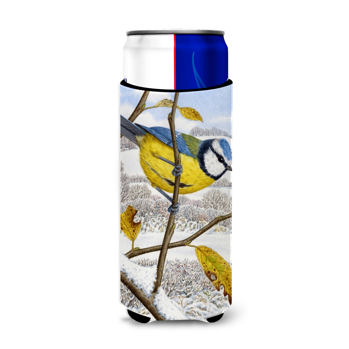 Caroline'S Treasures Eurasian Blue Tits Bird Michelob Ultra Koozies For Slim Cans, Multicolor