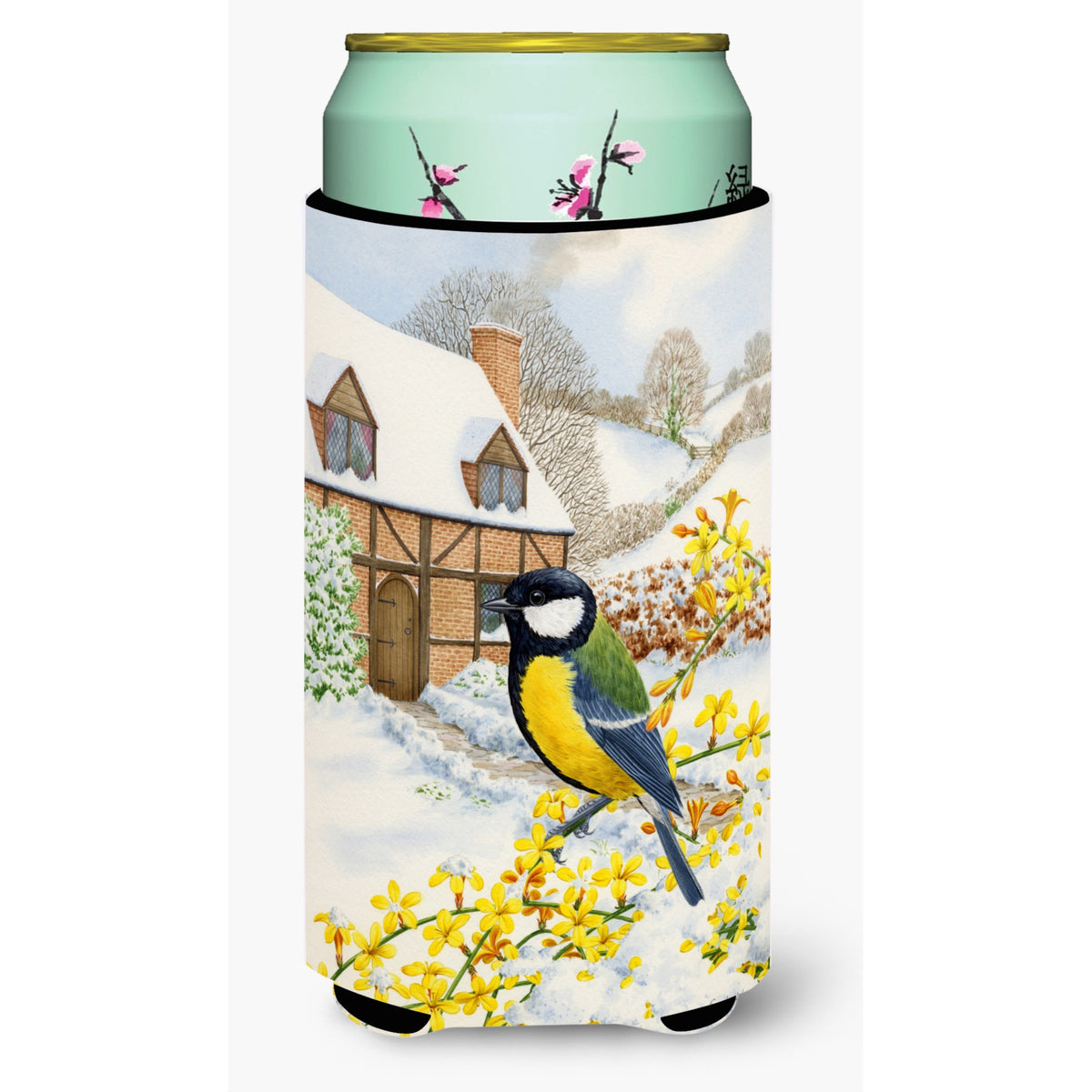 Caroline'S Treasures Asa2052Tbc Great Tit Tall Boy Koozie Hugger, Multicolor