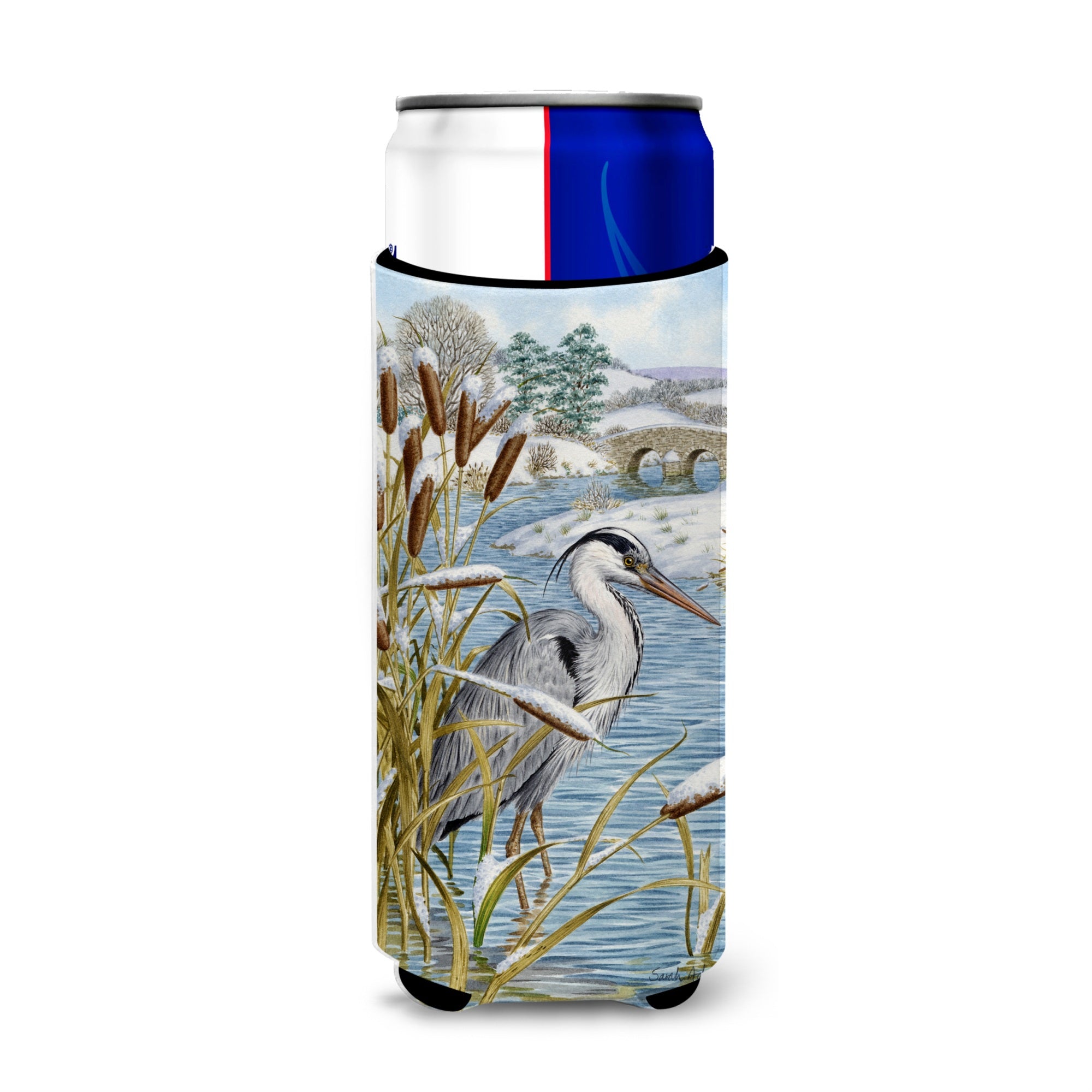 Caroline'S Treasures Blue Heron Michelob Ultra Koozies For Slim Cans, Multicolor