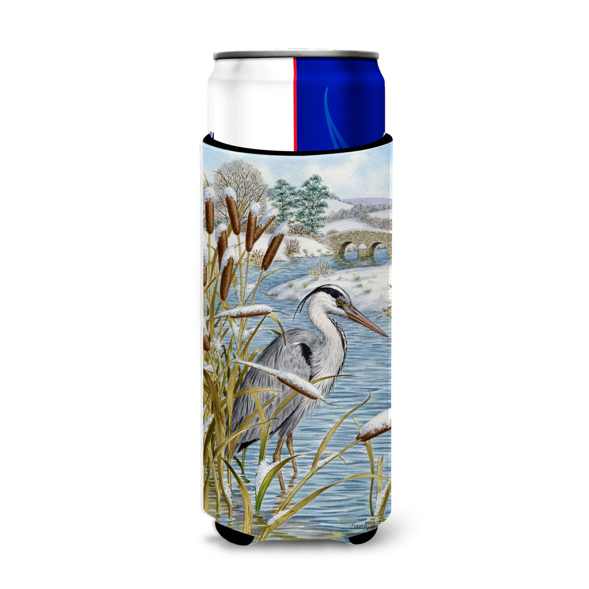 Caroline'S Treasures Blue Heron Michelob Ultra Koozies For Slim Cans, Multicolor