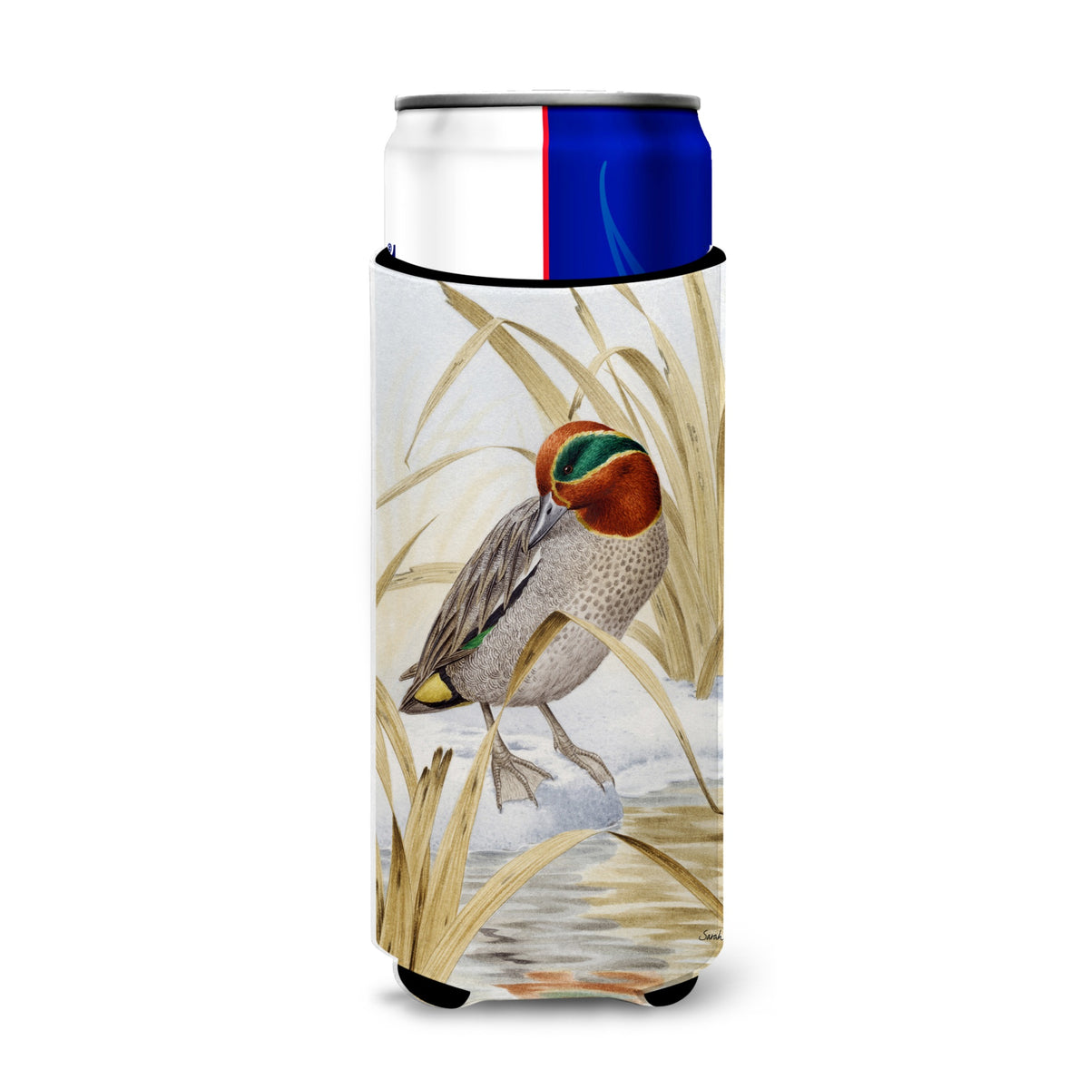 Caroline'S Treasures Eurasian Teal Duck Michelob Ultra Koozies For Slim Cans, Multicolor