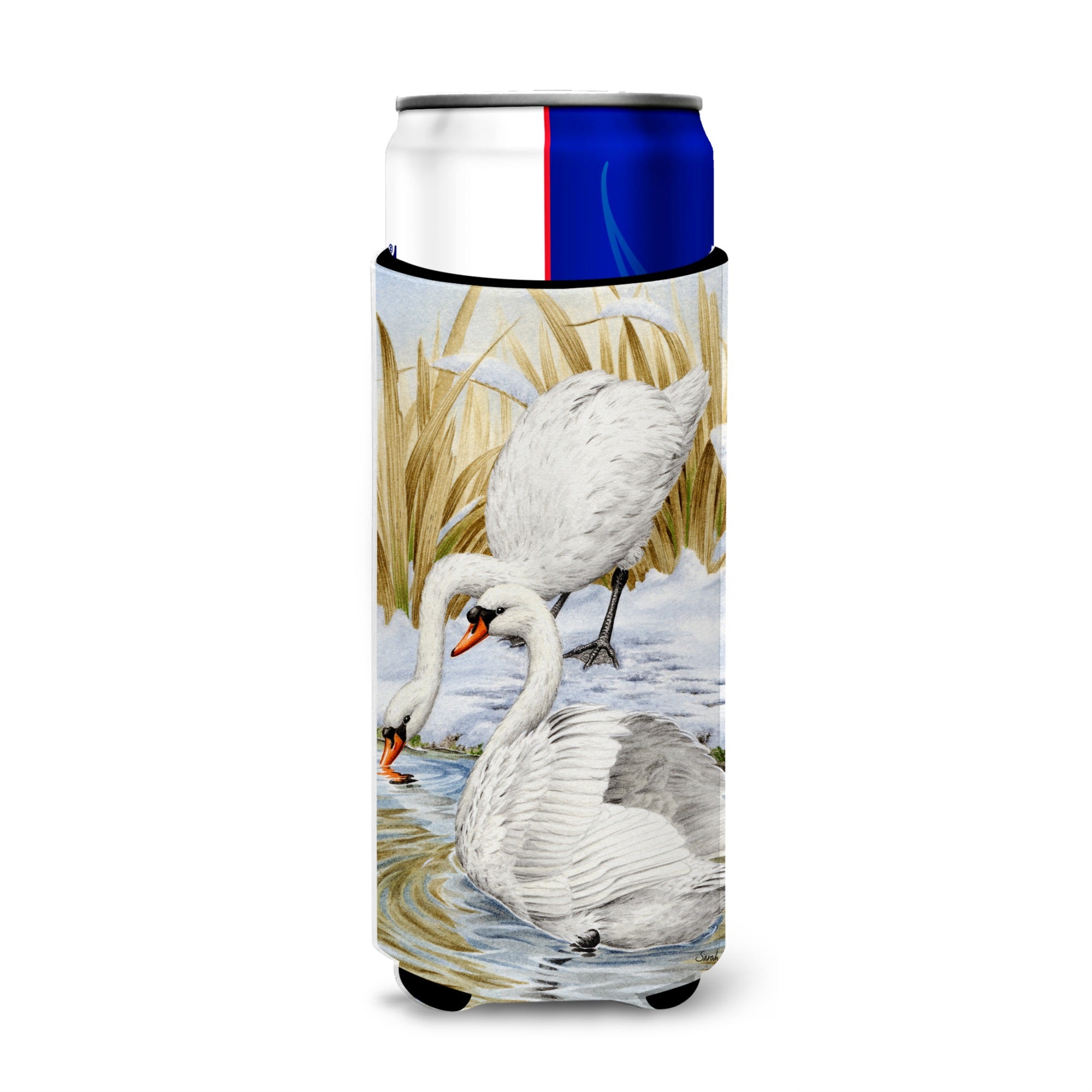 Caroline'S Treasures White Swans Michelob Ultra Koozies For Slim Cans, Multicolor