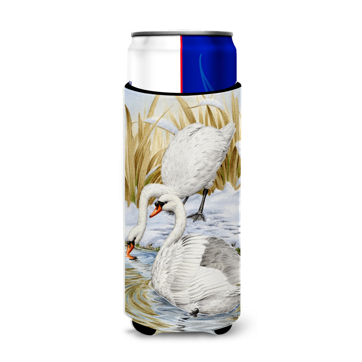 Caroline'S Treasures White Swans Michelob Ultra Koozies For Slim Cans, Multicolor