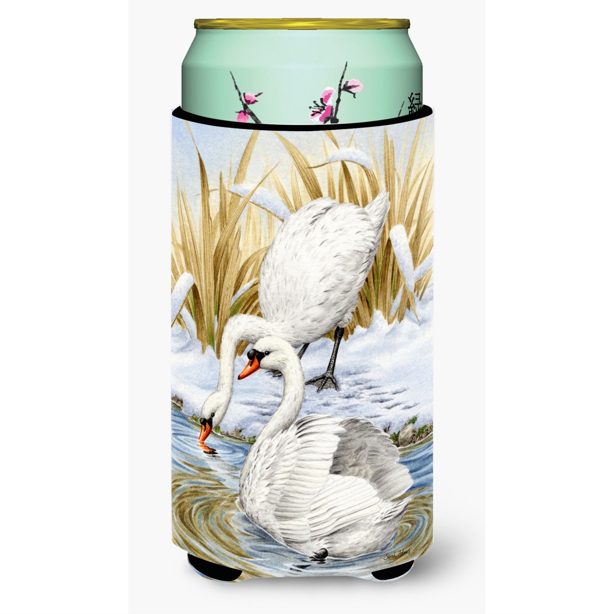 Caroline'S Treasures White Swans Tall Boy Koozie Hugger, Multicolor