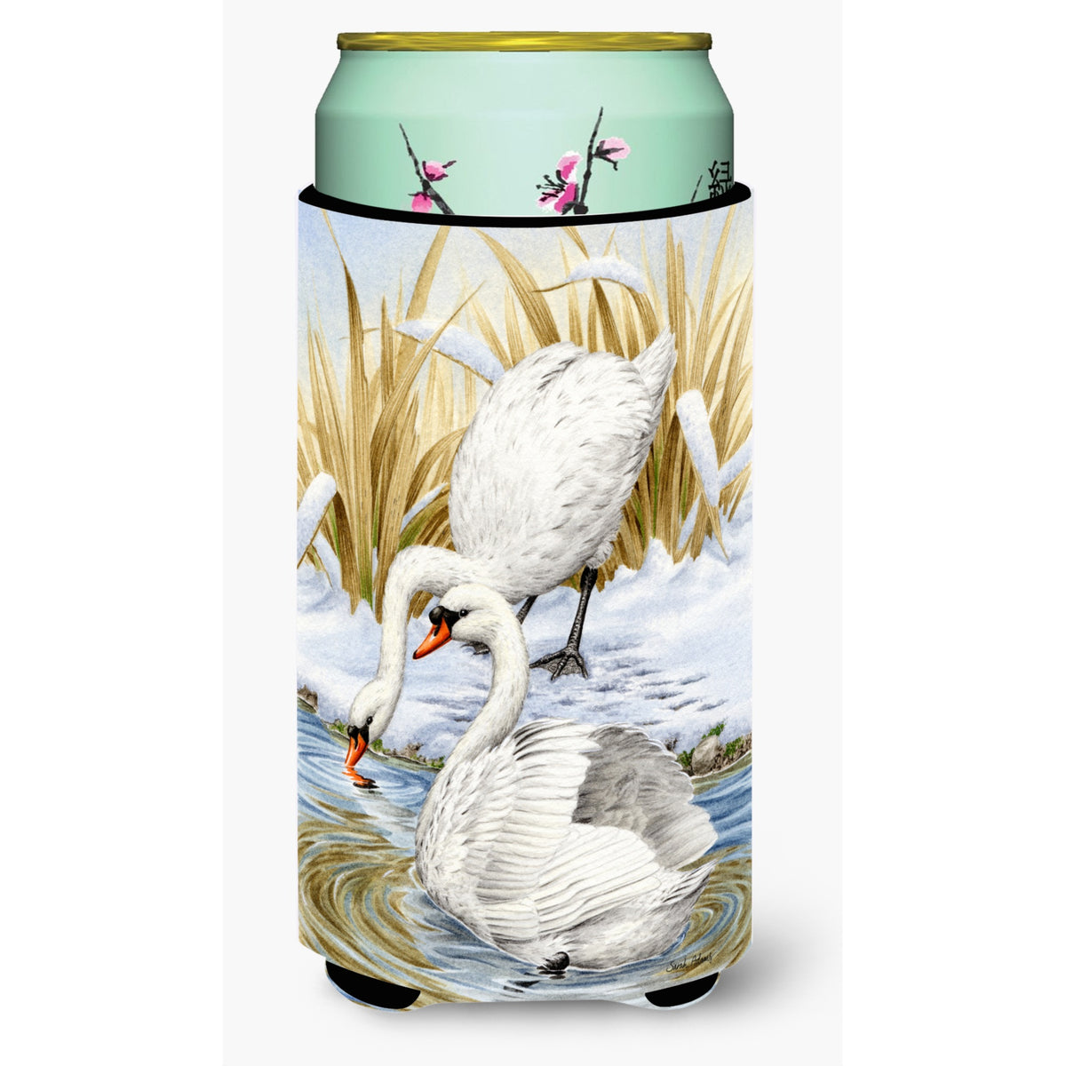 Caroline'S Treasures White Swans Tall Boy Koozie Hugger, Multicolor