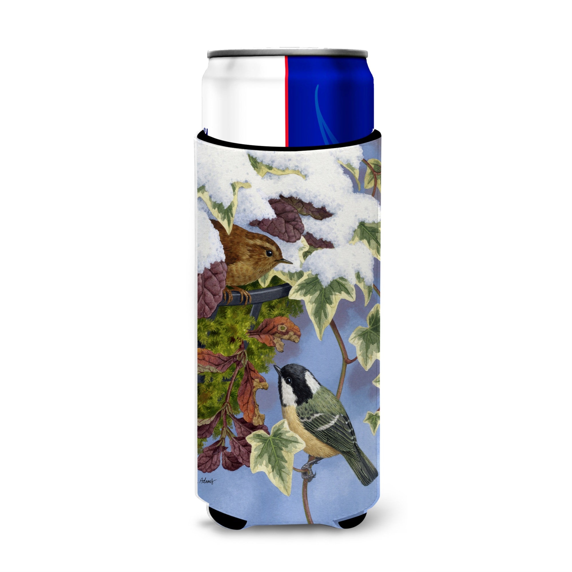Caroline'S Treasures Coal Tit And Wren Michelob Ultra Koozies For Slim Cans, Multicolor