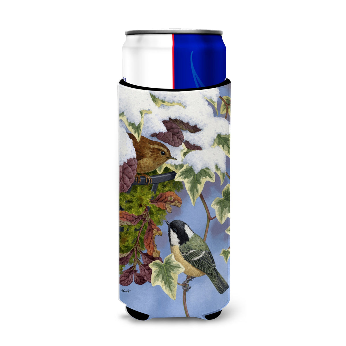 Caroline'S Treasures Coal Tit And Wren Michelob Ultra Koozies For Slim Cans, Multicolor