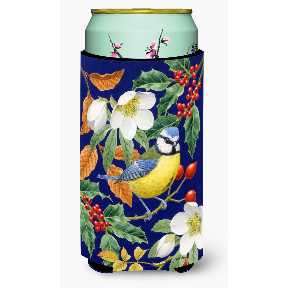 Caroline'S Treasures Eurasian Blue Tit Tall Boy Koozie Hugger, Multicolor