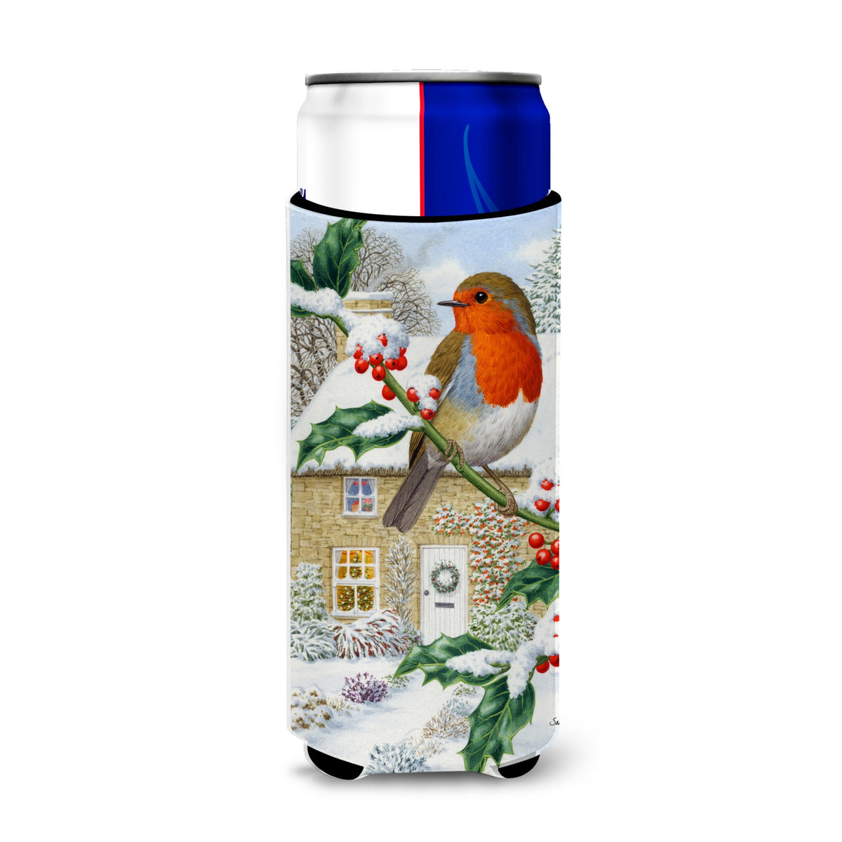 Caroline'S Treasures European Robin Michelob Ultra Koozies For Slim Cans, Multicolor