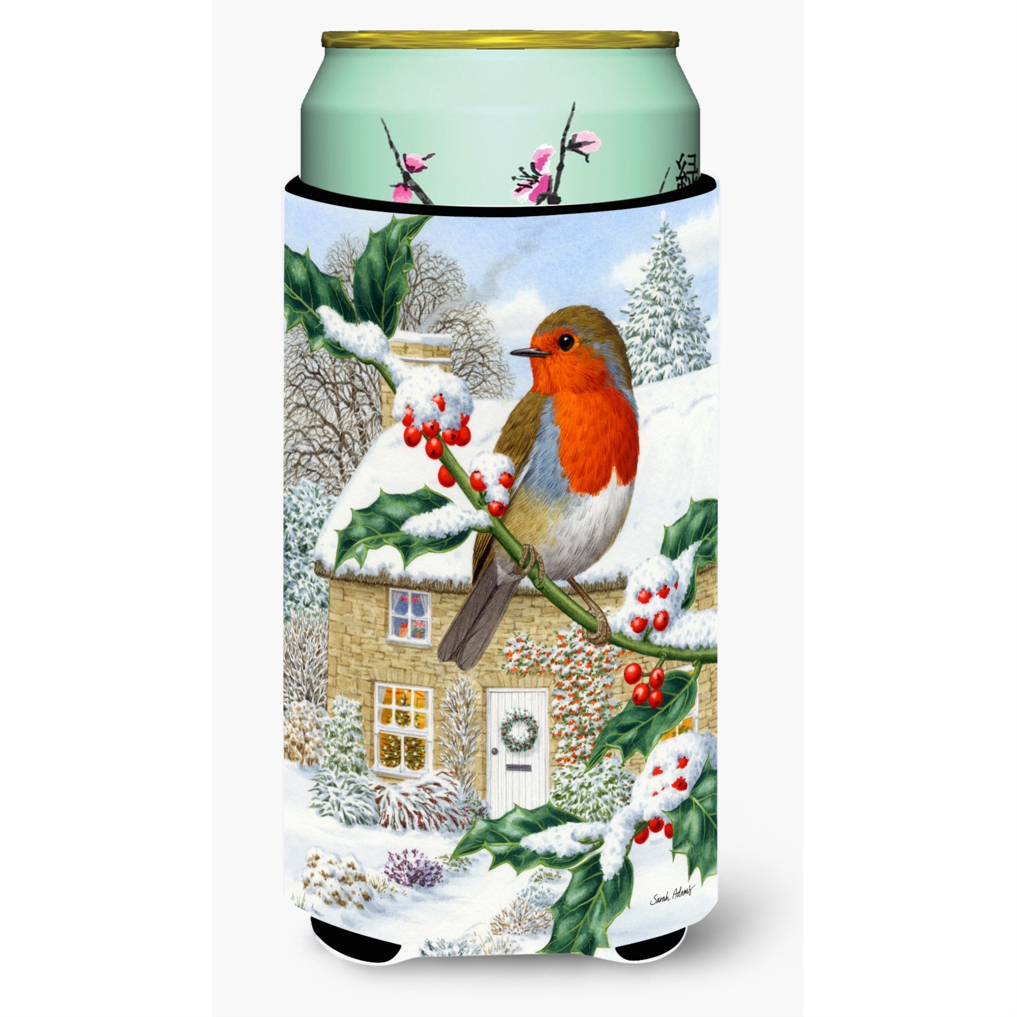 Caroline'S Treasures European Robin Tall Boy Koozie Hugger, Multicolor