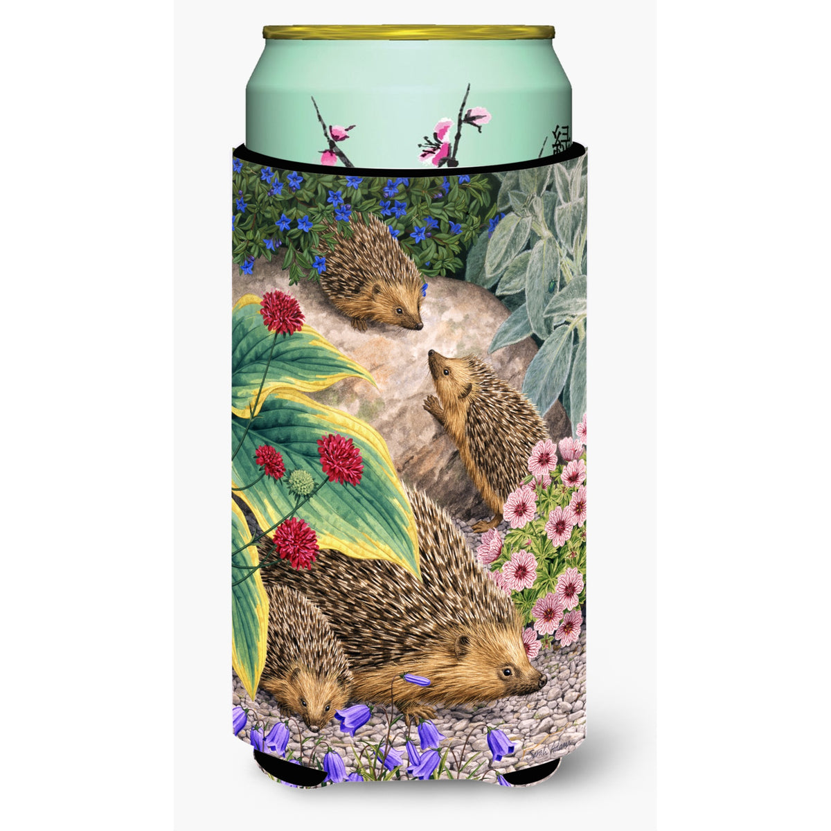 Caroline'S Treasures Hedgehogs Tall Boy Koozie Hugger, Multicolor