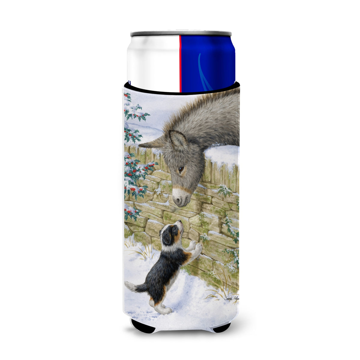 Caroline'S Treasures Pup And Donkey Michelob Ultra Koozies For Slim Cans, Multicolor