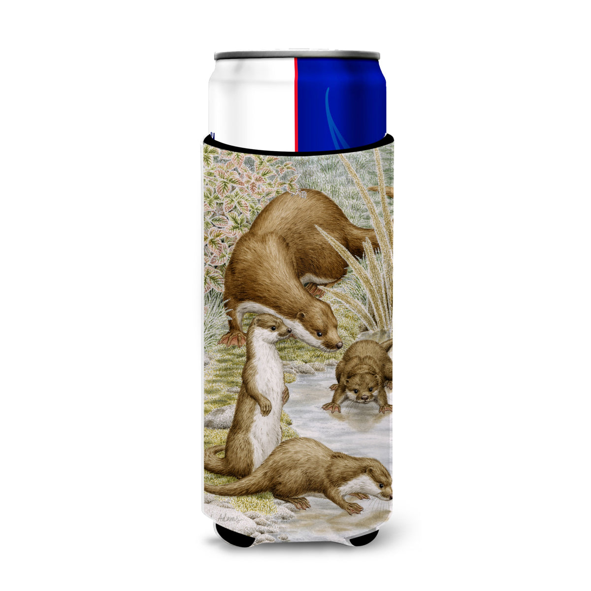 Caroline'S Treasures Otter Family Michelob Ultra Koozies For Slim Cans, Multicolor