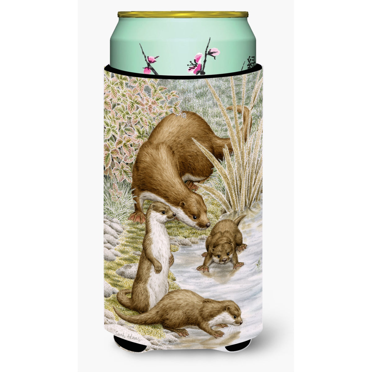 Caroline'S Treasures Otter Family Tall Boy Koozie Hugger, Multicolor