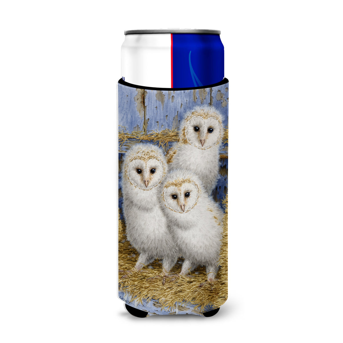 Caroline'S Treasures Barn Owl Chicks Michelob Ultra Koozies For Slim Cans, Multicolor
