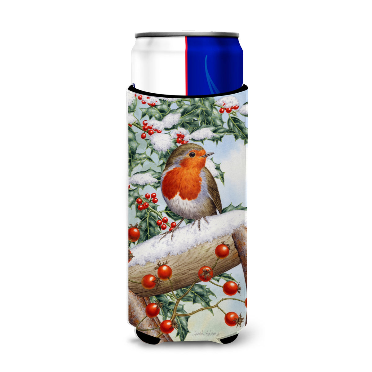 Caroline'S Treasures European Garden Robin Michelob Ultra Koozies For Slim Cans, Multicolor