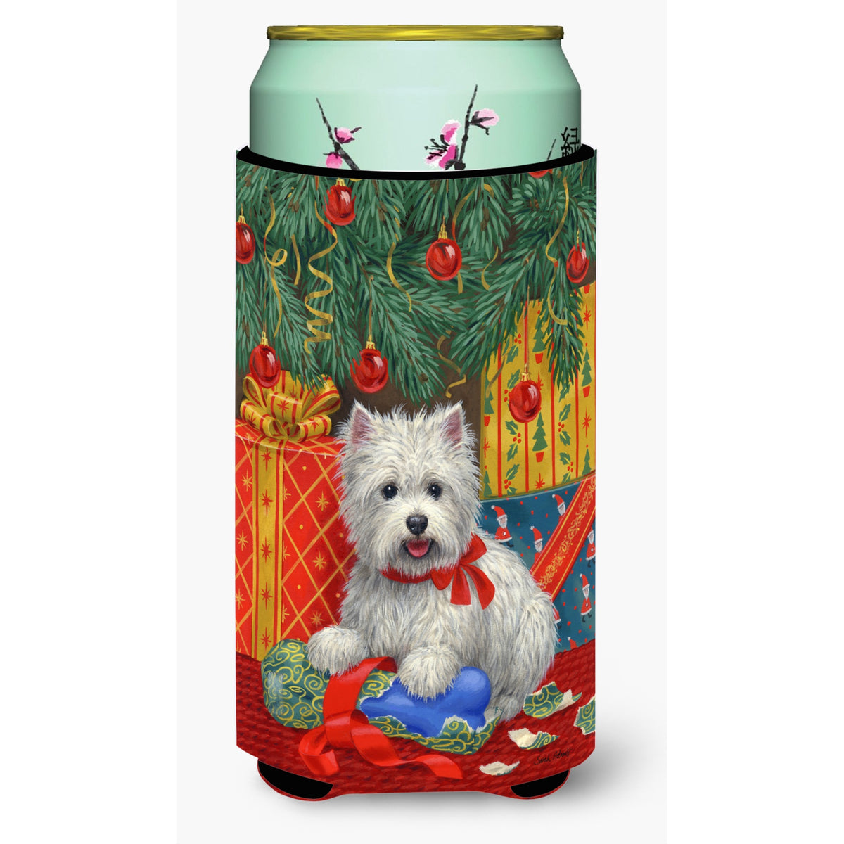 Caroline'S Treasures Westie Christmas Packages Tall Boy Koozie Hugger, Multicolor