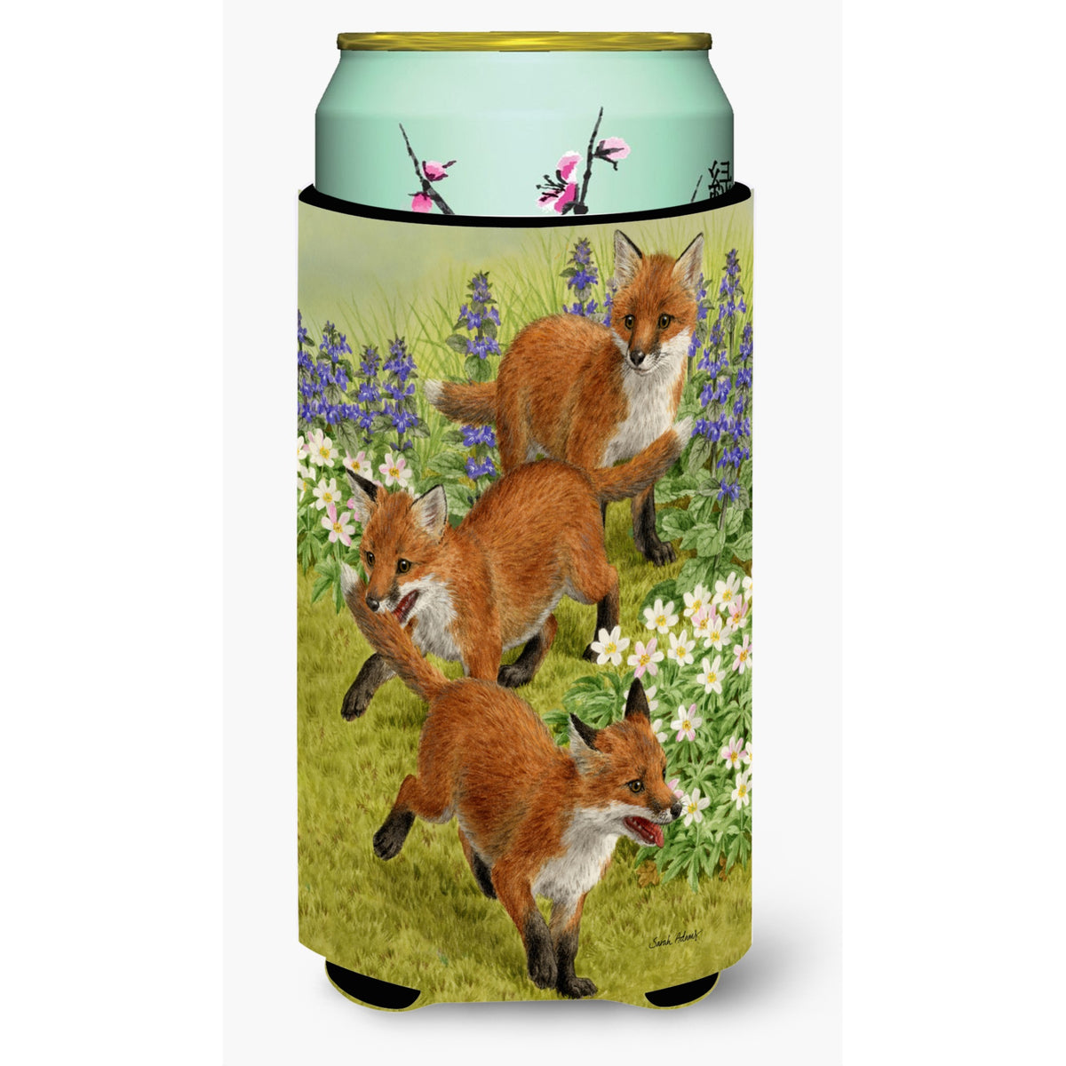 Caroline'S Treasures Asa2083Tbc Fox Cubs Tall Boy Koozie Hugger, Multicolor