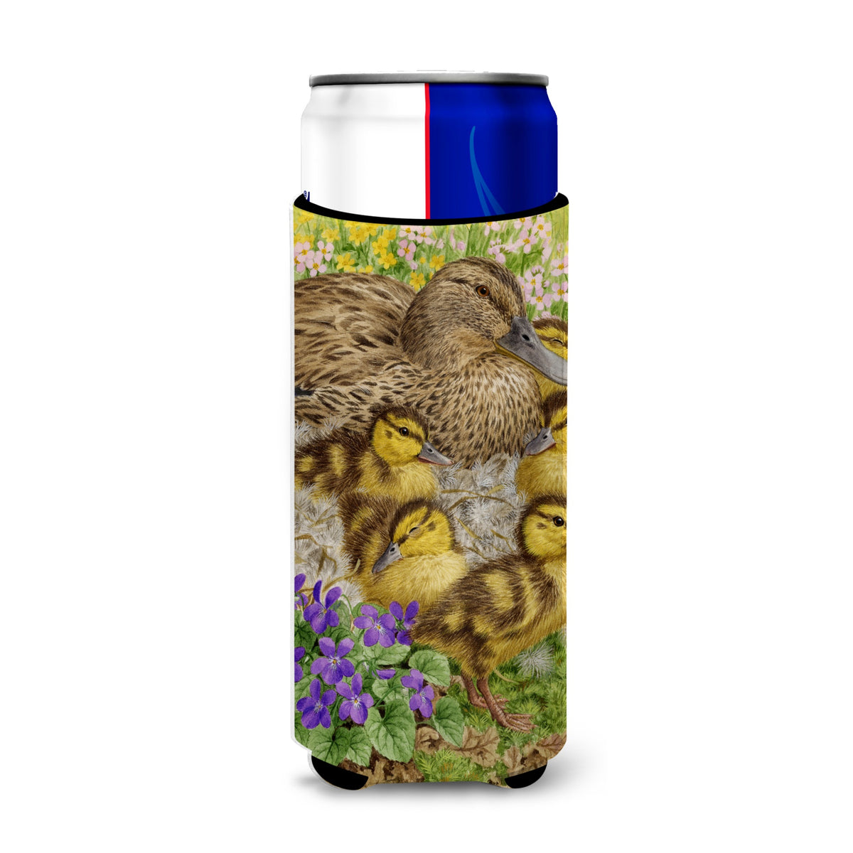 Caroline'S Treasures Asa2084Muk Female Mallard Duck And Ducklings Michelob Ultra Koozies For Slim Cans, Multicolor