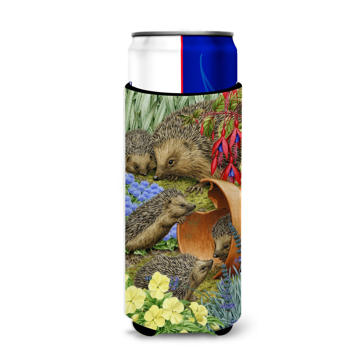 Caroline'S Treasures Hedgehogs In The Flower Pot Michelob Ultra Koozies For Slim Cans, Multicolor